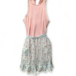 TRUE VINTAGE BLUE FLORAL HANDMADE‎ MINI HALF APRON OSFM